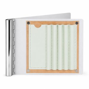 Porta Hojas de Aluminio 6”x9” con Porta Lápices en Cuero