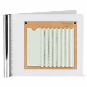 Porta Hojas de Aluminio 8.5”x12” con Porta Lápices en Cuero